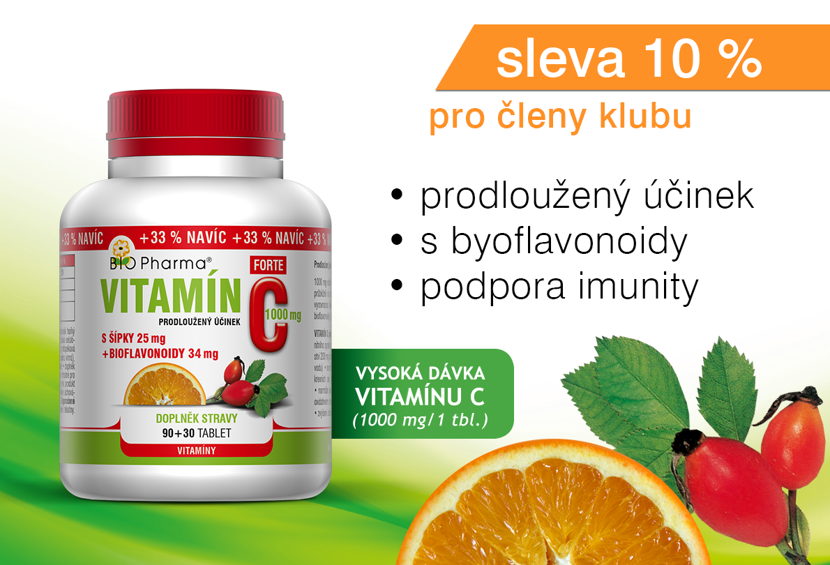 Vitamín C 1000 mg Forte s šípky 25 mg + bioflavonoidy 34 mg 90+30 tablet
